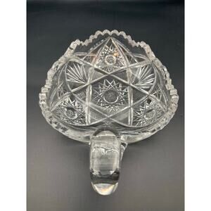 Vintage American Brilliant Cut Glass Nappy Candy Dish Strawberry Shaped